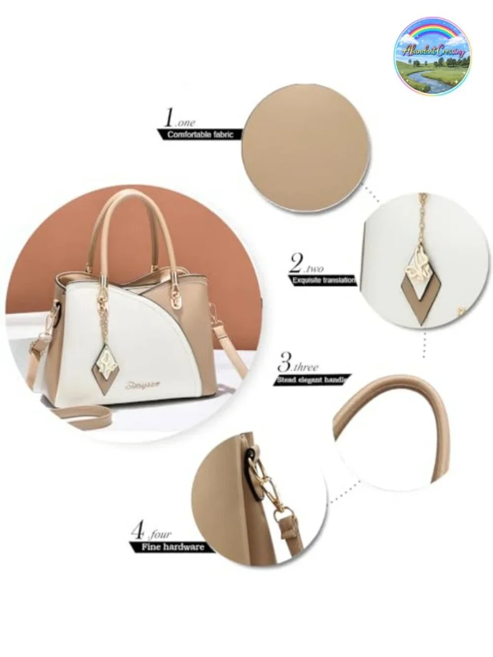 Women's Satchel Handbag - Faux Leather Tote with Gold Tone Hardware, 6 Pockets
